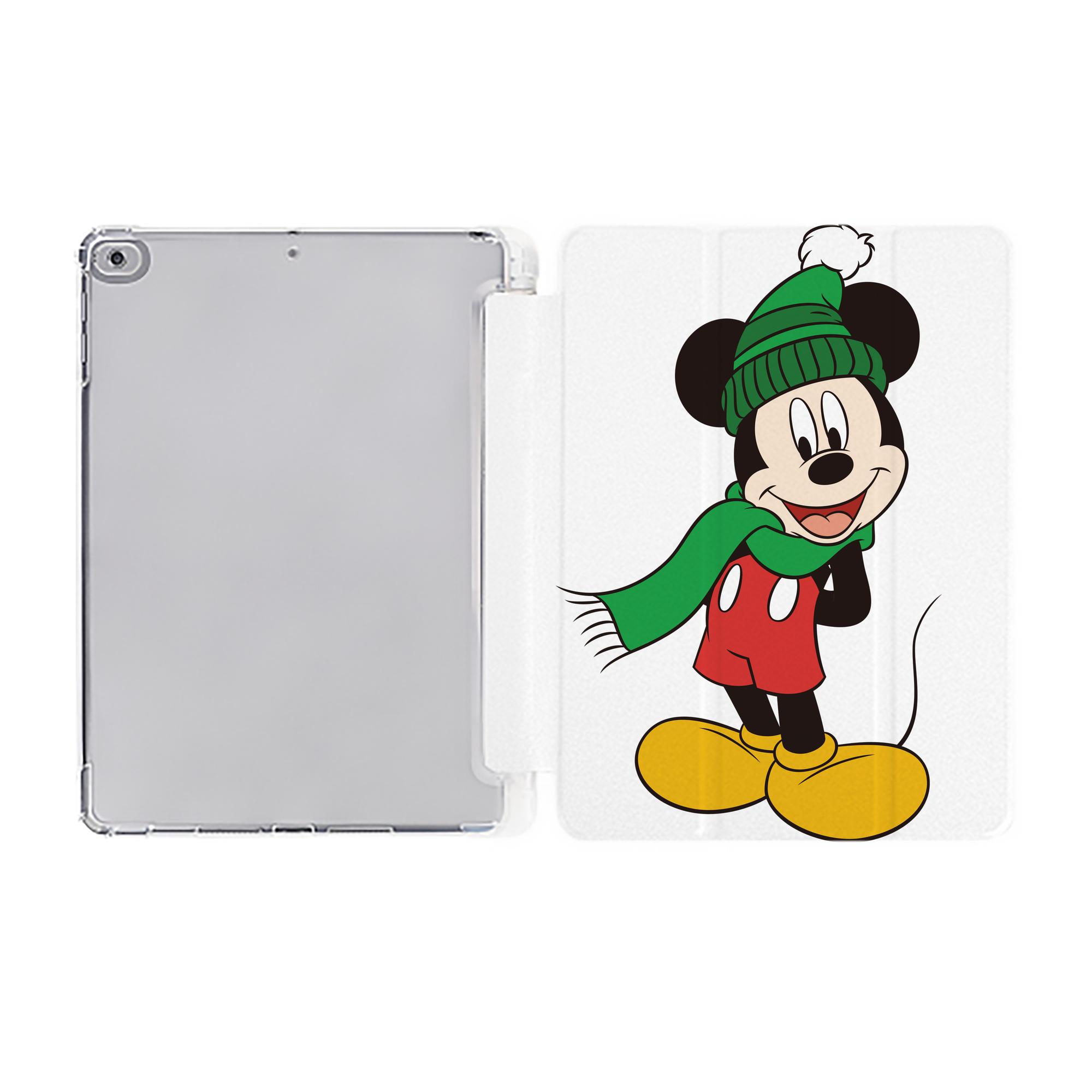 （画像用） ミッキーマウス Mickey Mouse IPad ケース ペン収納付き 三つ折りスタンド PUレザー×シリコン 対応機種9.5/10.5/10.9インチ